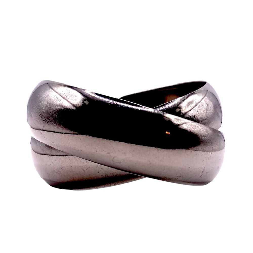 Gunmetal Interlocking Rolling Design Bangle Brace… - image 1